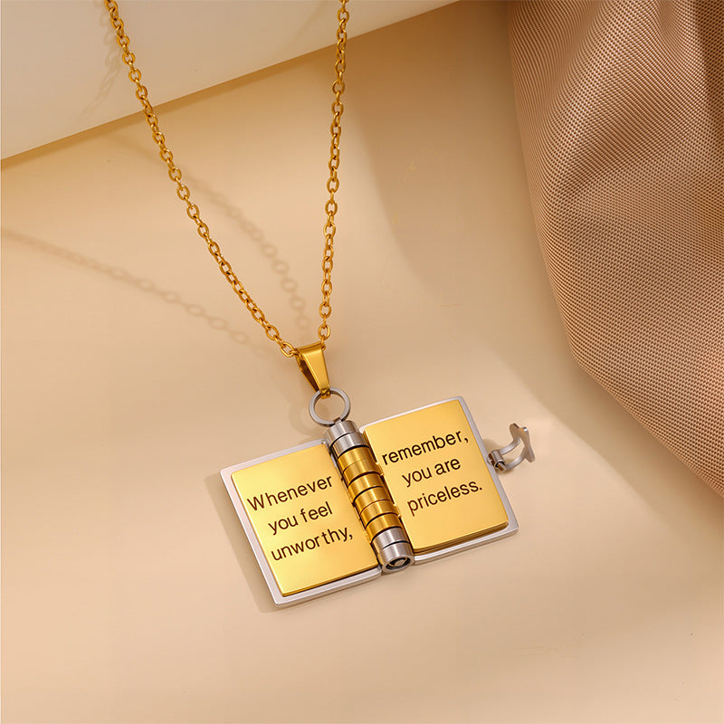 To My Love book locket opened to show its engraved pages