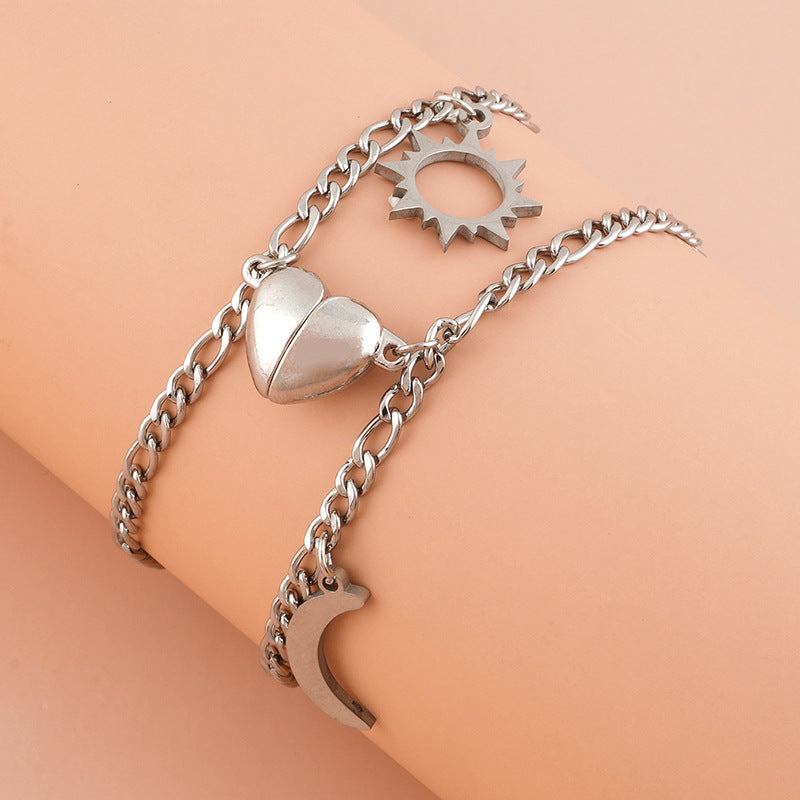 Sun and Moon bracelets with their hearts joined