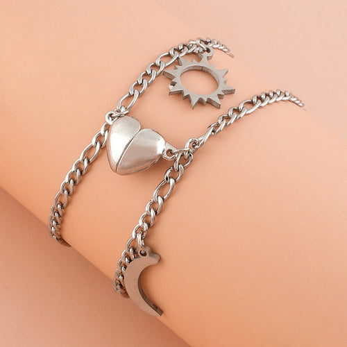 Sun and Moon bracelets with their hearts joined