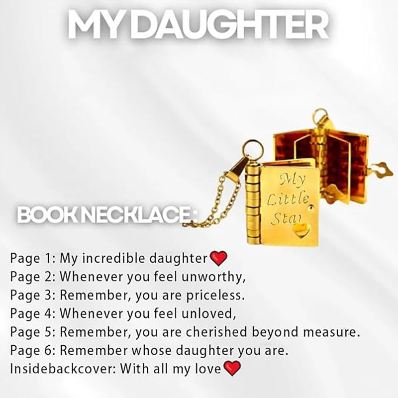 The seven engraved messages inside the daughter book locket