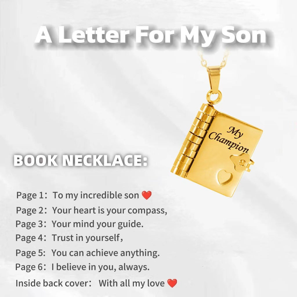 To My Son My Champion book locket in gold