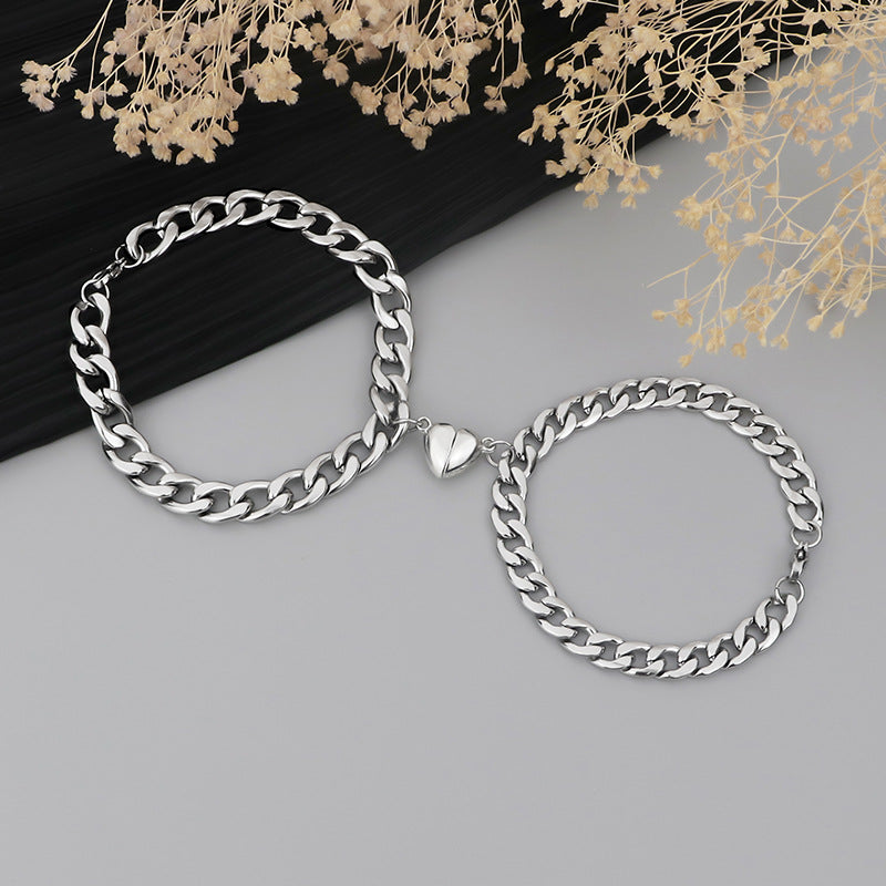 Matching Hearts bracelet set with the two half hearts joined