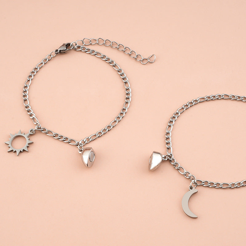 Sun and Moon bracelet charms close-up